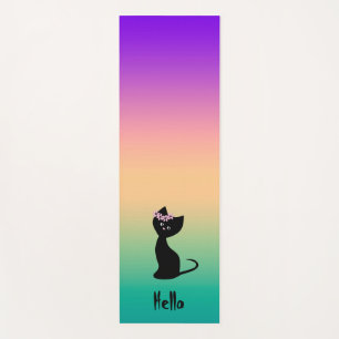 Cute black kitten cat personalised summer gradient yoga mat
