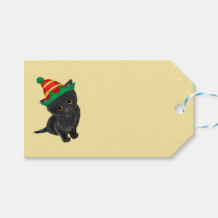 Cute black kitten Christmas gift tag