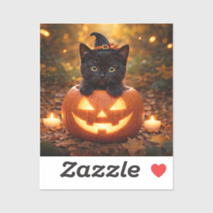 Cute Black Kitten Halloween Pumpkin