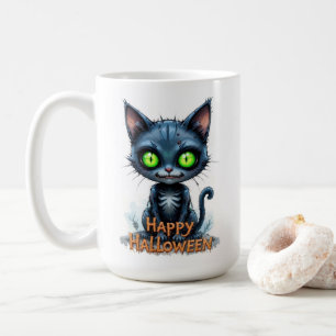 Cute Black Kitten Halloween Whimsical Cat Lover  Coffee Mug