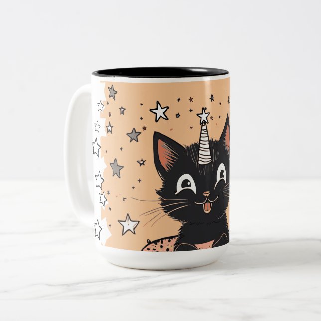 Cute Black Kitten Mood Coffee Mug (Front Left)