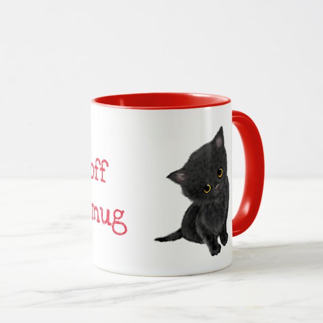 Cute black kitten personalised mug (Front Right)