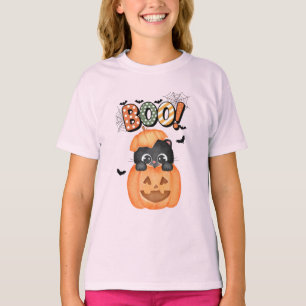 Cute Black Kitten Ready to Boo Halloween T-Shirt