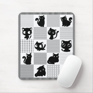Cute Black kittens with grey and white patterns Mouse Mat