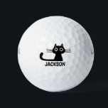 Cute Black Kitty Cat | Cool Kitten Personalised Golf Balls<br><div class="desc">This quirky black kitty golf ball makes a great gift for cat lovers. Personalise with your name or other text. Never lose track of your ball with this original kitten design. Visit Jenn’s Doodle World for even more products featuring this cool black cat.</div>