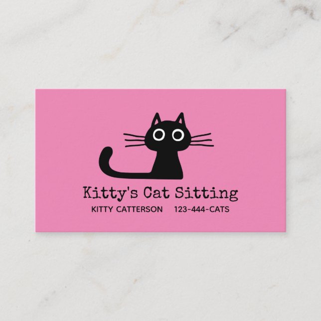 Cute Black Kitty Cat | Fun Feline | Quirky Animal Business Card (Front)