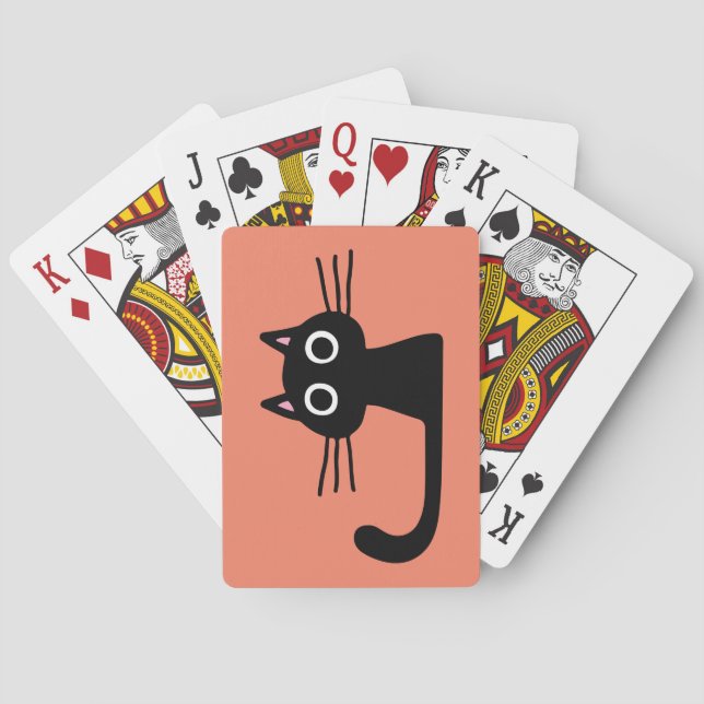 Cute Black Kitty Cat - Funny Feline Lover's Playing Cards (Back)