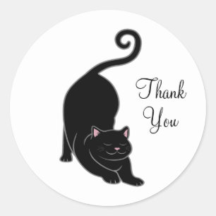 Cute black kitty cat Thank You Classic Round Sticker