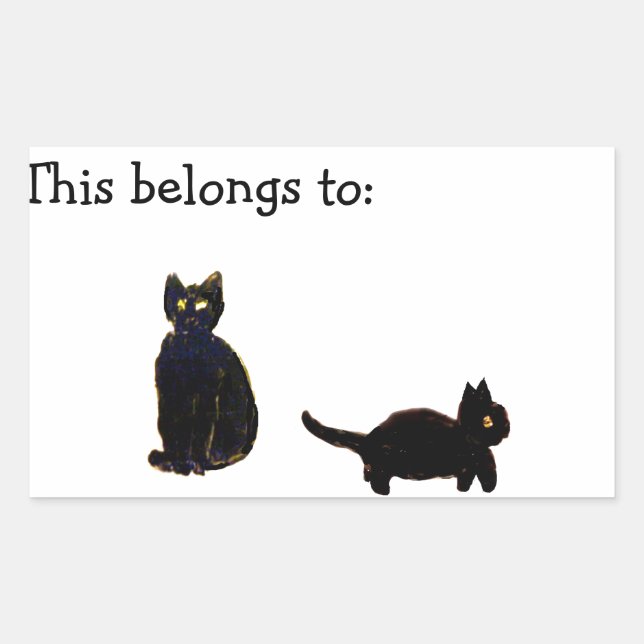 Cute Black Kitty Cats Rectangular Sticker (Front)
