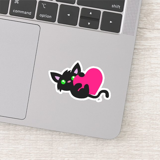 Cute Black Kitty Custom-Cut Vinyl Sticker (Detail)