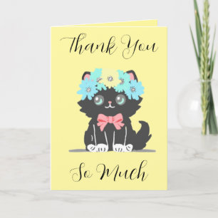 Cute Black Kitty Folded Thank You Card