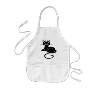 Cute Black Kitty Kids Apron