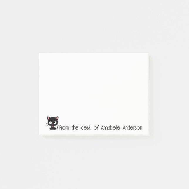 Cute Black Kitty Personalise Notes (Front)