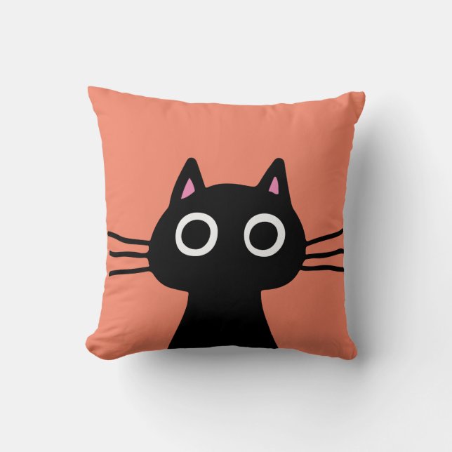 Cute Black Kitty | Quirky Pet Cat Lover's Cushion (Front)