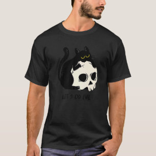 Cute Black Kitty With Skull Black Cat Dark Magic W T-Shirt