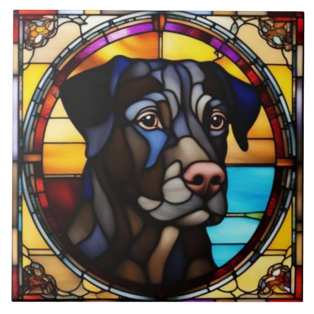 Cute Black Lab Decorative Tile (Front)