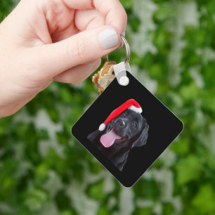 Cute Black Lab Santa Christmas Dog Funny Labrador Key Ring