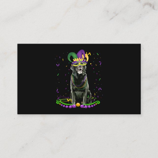 Cute Black Lab Wearing Carnival Mask Mardi Gras Do Business Card (Front)