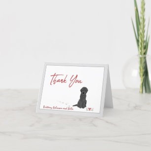 Cute Black Labradoodle Dog Personalize Bone Thank You Card