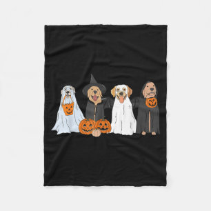 Cute Black Labrador Dog Halloween Ghost Dogs Fleece Blanket