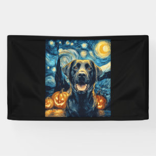 Cute Black Labrador Dog Halloween Jack O Lantern P Banner