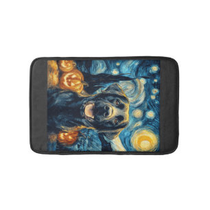 Cute Black Labrador Dog Halloween Jack O Lantern P Bath Mat