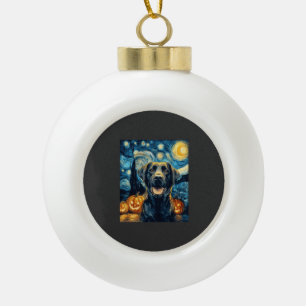 Cute Black Labrador Dog Halloween Jack O Lantern P Ceramic Ball Christmas Ornament