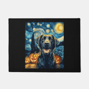 Cute Black Labrador Dog Halloween Jack O Lantern P Doormat