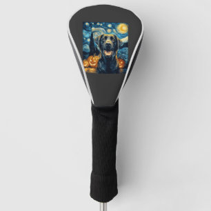 Cute Black Labrador Dog Halloween Jack O Lantern P Golf Head Cover