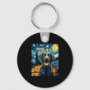 Cute Black Labrador Dog Halloween Jack O Lantern P Key Ring