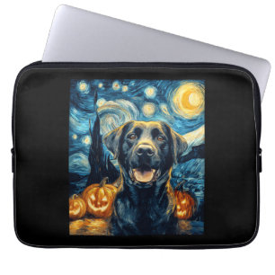 Cute Black Labrador Dog Halloween Jack O Lantern P Laptop Sleeve