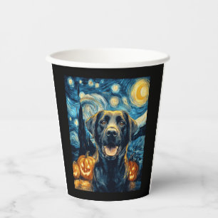 Cute Black Labrador Dog Halloween Jack O Lantern P Paper Cups