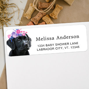 Cute Black Labrador Puppy Dog Return Address Label