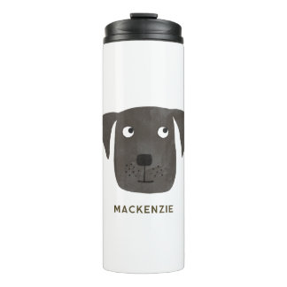 Cute Black Labrador Retriever Dog Art Custom Name Thermal Tumbler