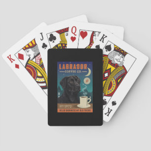 Cute Black Labrador Retriever Dog Coffee Lover Playing Cards