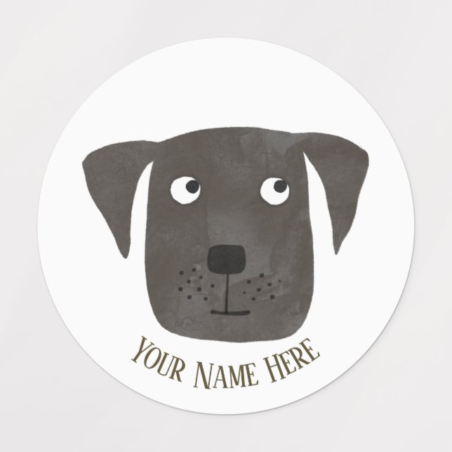 Cute Black Labrador Retriever Dog Custom Name (Design 1)