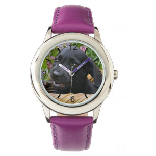 Cute Black Labrador Retriever Dog Puppy dial-plate Watch