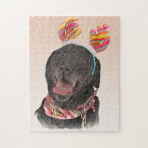 Cute Black Labrador Retriever Dog Puzzle