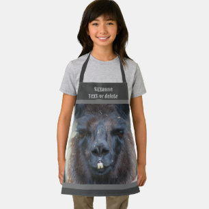 Cute Black Llama Face Personalised  Apron