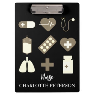 Cute  Black Medical Element Nurse  Clipboard