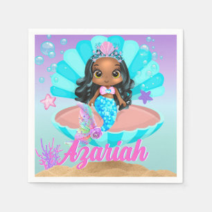 Cute Black Mermaid Princess Under the Sea Napkin