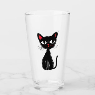Cute black Mid Century cartoon cat Glass
