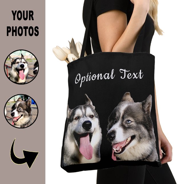 Cute Black Modern Photo Puppy Dog Lover Mum  Tote Bag (Creator Uploaded)