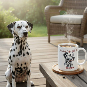 Cute Black Morning Coffee Dalmatian PERSONALIZE Mug