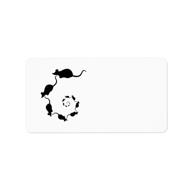 Cute Black Mouse Design. Spiral of Mice. Label (Front)