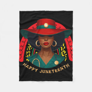 Cute Black Nurse Happy Juneteenth Nurse Rainbow Me Fleece Blanket