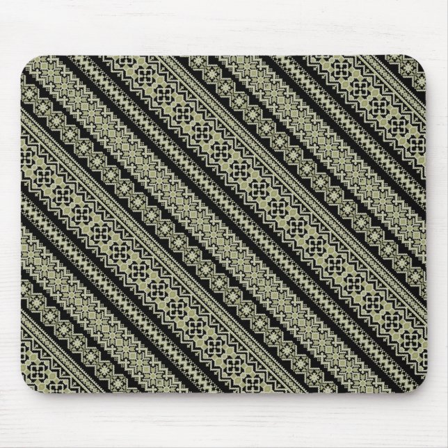 Cute black olive ukraine ornament background mouse mat (Front)
