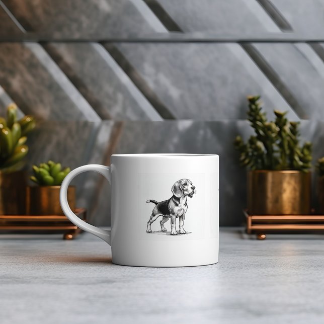 Cute Black on White Beagle Art Coffee Mug (Creator Uploaded)