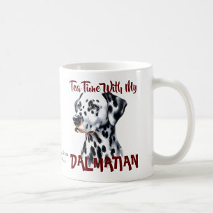 Cute Black on White Tea Time With My Dalmatian  Coffee Mug
