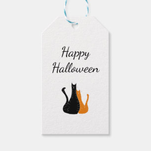 Cute Black Orange Halloween Cats  Gift Tags